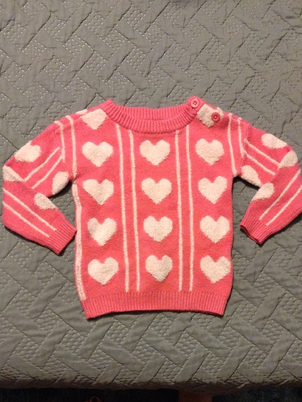 Andy & Evan Kids Pink Sweater with Cream Heart Pattern